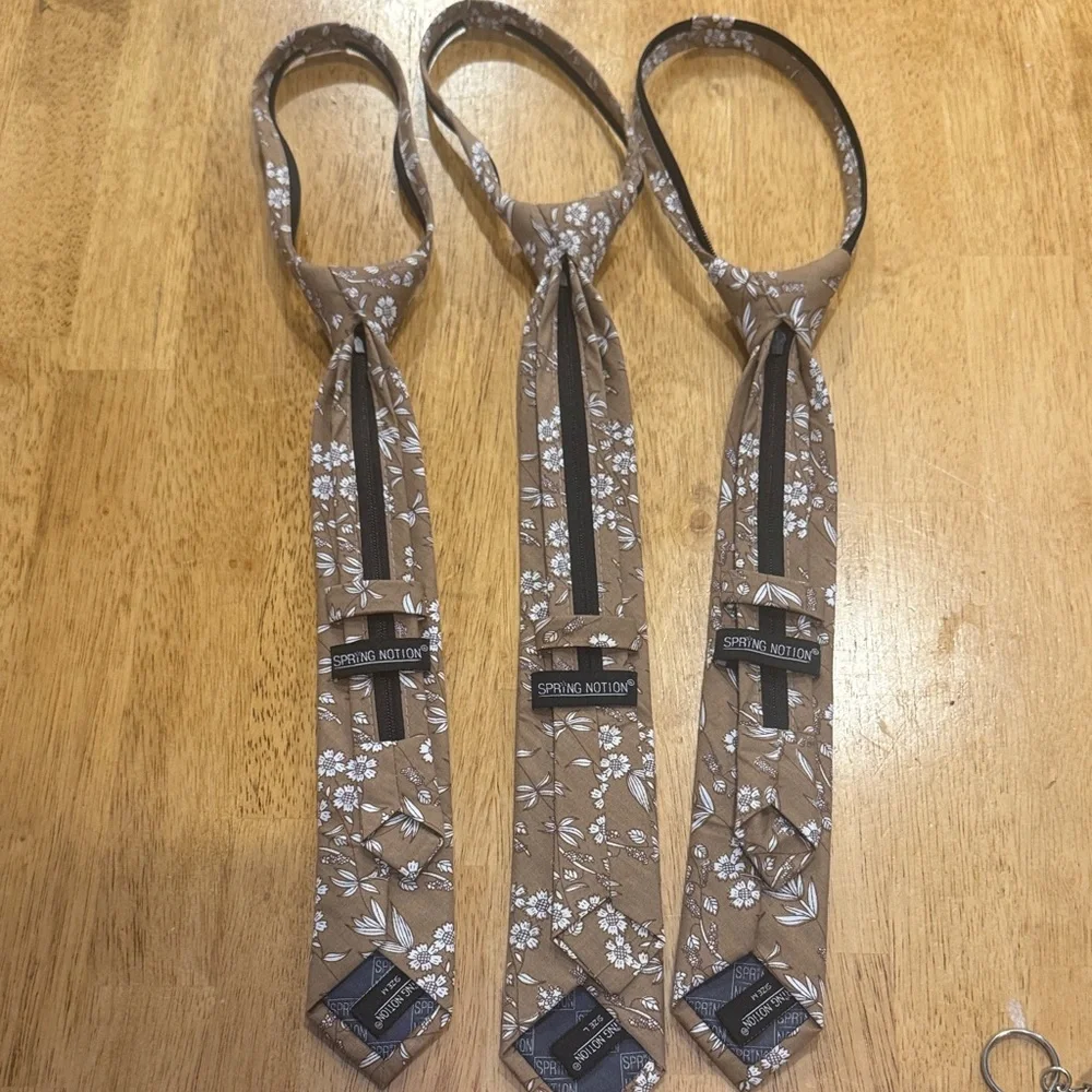 Floral Patterned Tan Ties